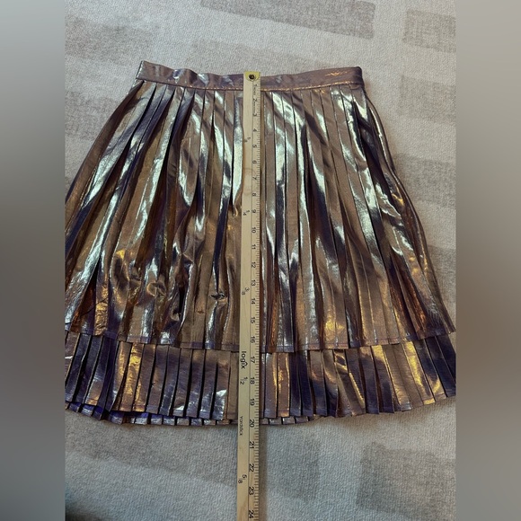 Modcloth Metallic Gold Pleated Skirt (Size M) - Picture 8 of 8